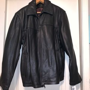 DOCKERS MENS BLACK LEATHER JACKET SIZE L WITH TAGS